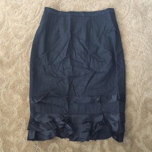 BEBE RUFFLE HEM BLACK PENCIL SKIRT